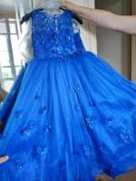 Шикарное синее платье с бабочками